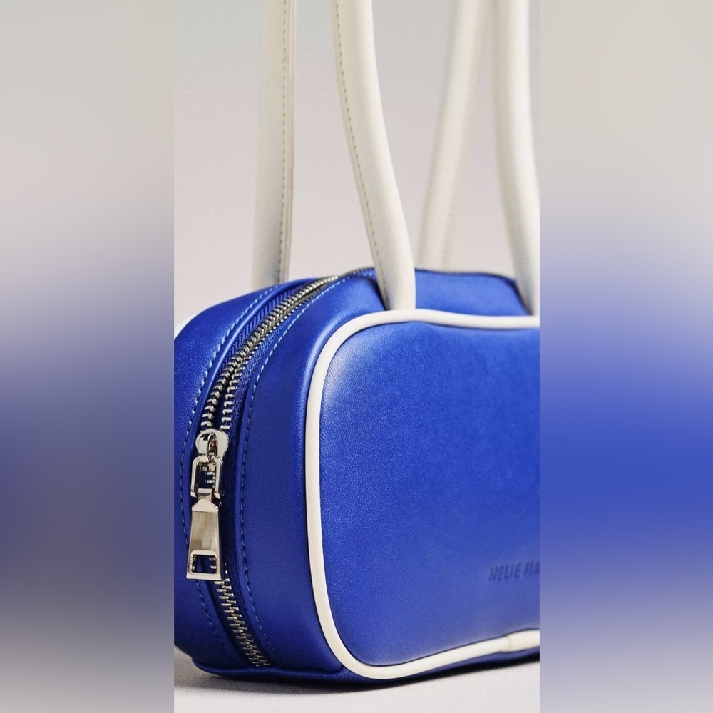 Anthropologie Melie Bianco Two Tone Shoulder Bag Blue White - Picture 5 of 6